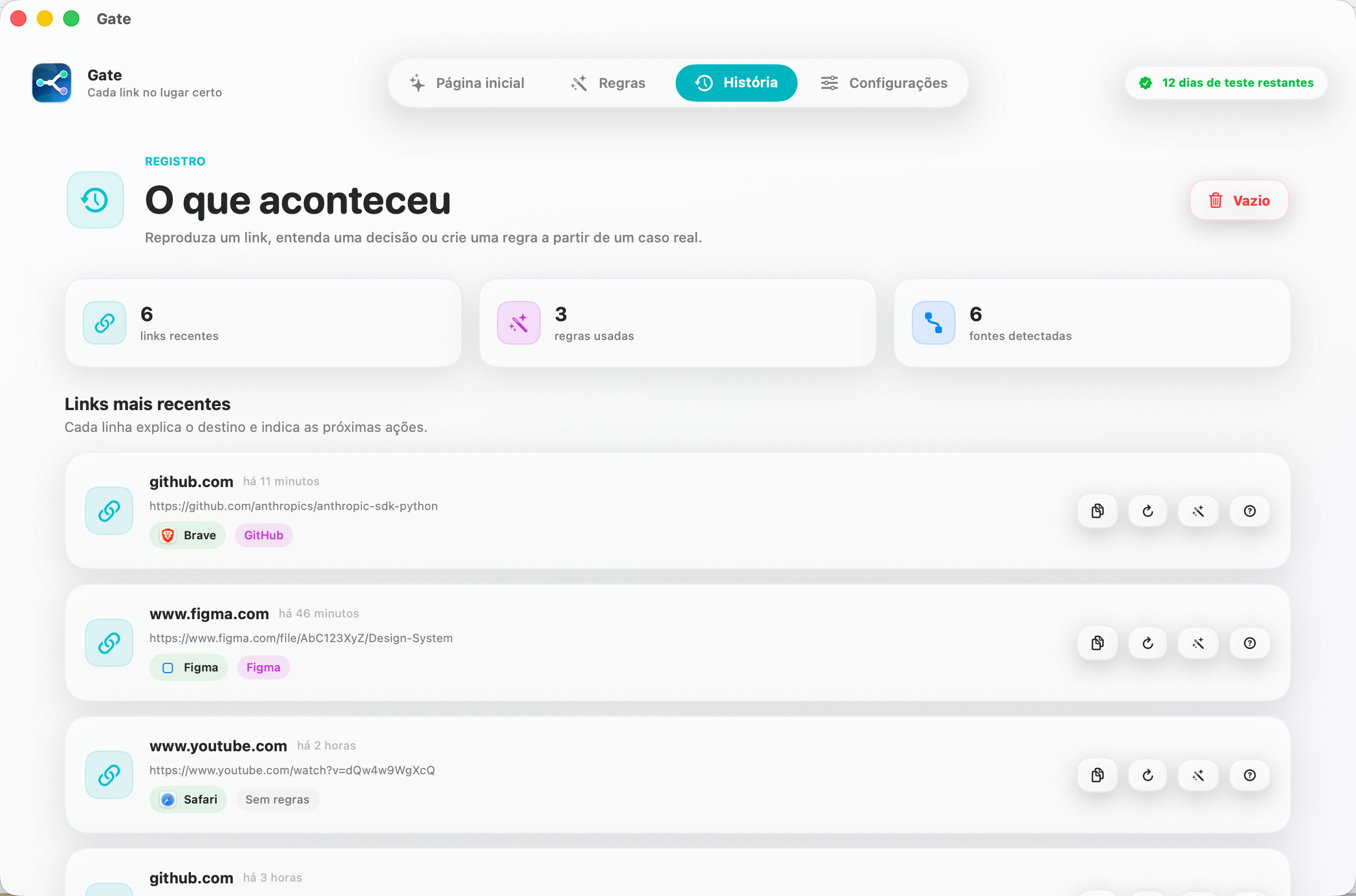 Gate — Veja por que o Gate decidiu. Reproduza um link, entenda-o e transforme em regra.